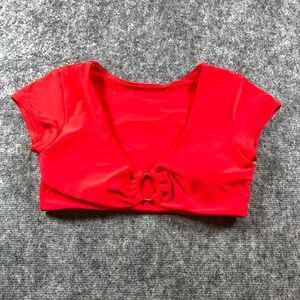 Zaful‎ Red Crop Top Women's Medium Size 6 Ring Detail Short Sleeve